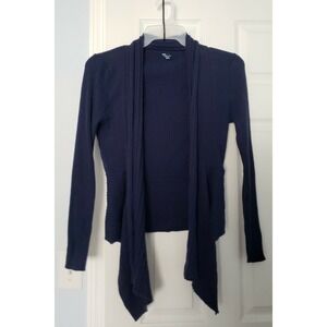 Powwow Womans Cardigan Sweater Size Large Navy